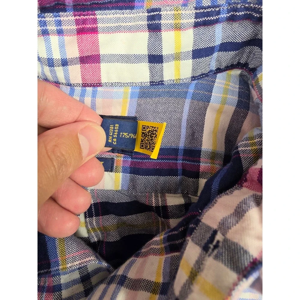 Polo Ralph Lauren Button Down Shirt Mens M Fit S Pink Blue Plaid Classic Fit